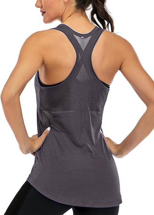 Kadın Racerback Sırt Açık Yarı Fileli Antrenman Yoga Koşu Spor Atlet Tank Tops 1780