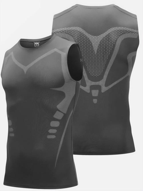 Erkek Fitness Hızlı Kuruma Nefes Alabilen Çapraz Daraltma Tipi Kolsuz Spor T-shirt