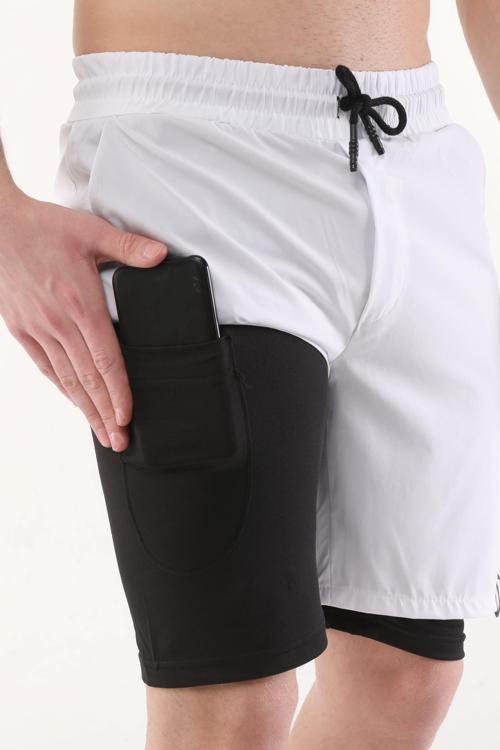 Ghassy Co Erkek Running Hızlı Kuruma Micropolyester Arka Fermuar Cepli ve Havlu Halkalı Antrenman Futbol Fitness Kısa Taytlı Şort  