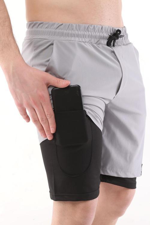 Ghassy Co Erkek Running Hızlı Kuruma Micropolyester Arka Fermuar Cepli ve Havlu Halkalı Antrenman Futbol Fitness Kısa Taytlı Şort  