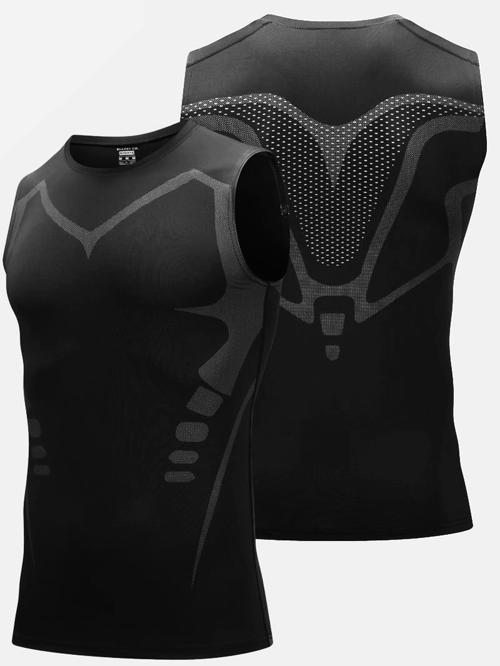 Erkek Fitness Hızlı Kuruma Nefes Alabilen Çapraz Daraltma Tipi Kolsuz Spor T-shirt