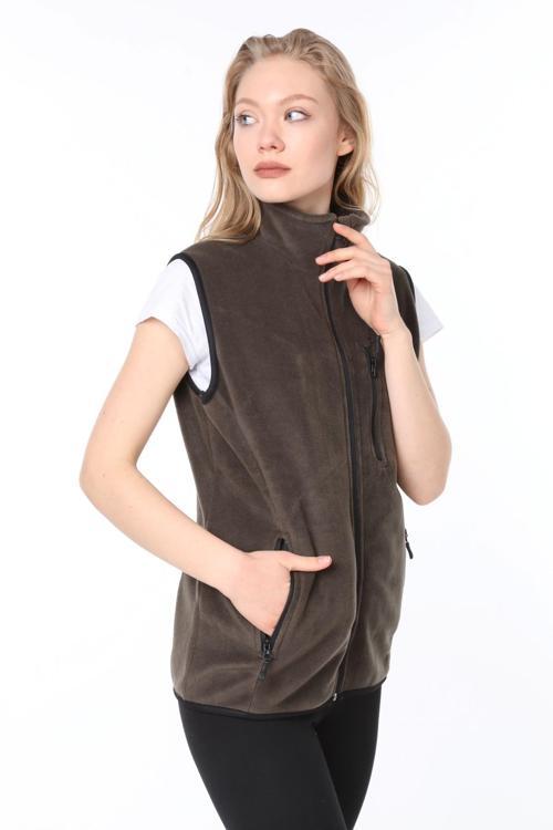 Kadın Polar Çok Cepli Trekking Lacivert Spor Yelek