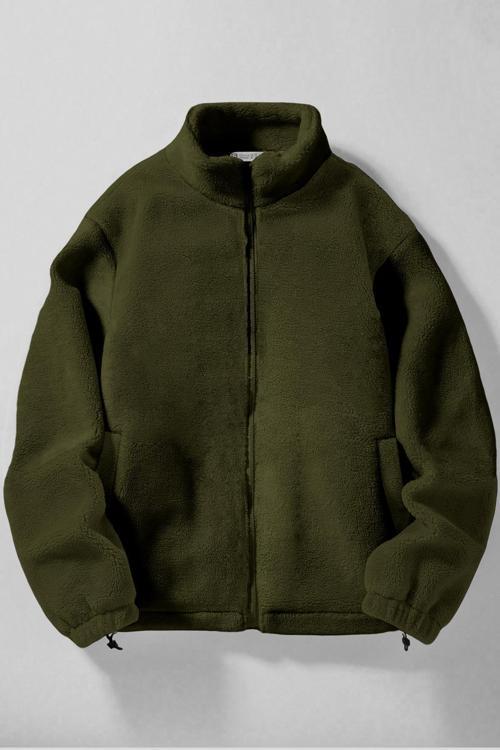 Erkek Alaska Regular Peluş Sherpa Kışlık  Tam Fermuarlı Polar Sweatshirt
