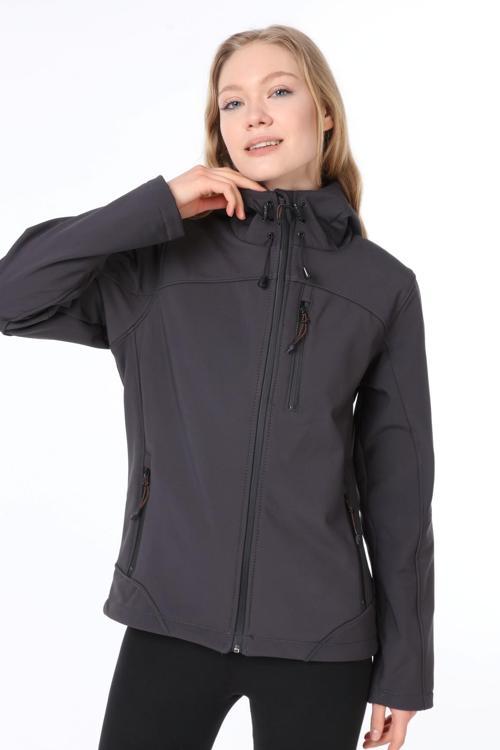 Kadın Su Rüzgar Geçirmez Softshell Mavi Spor Mont