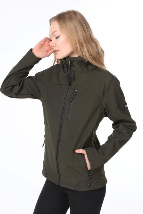 Kadın Su Rüzgar Geçirmez Softshell Mavi Spor Mont