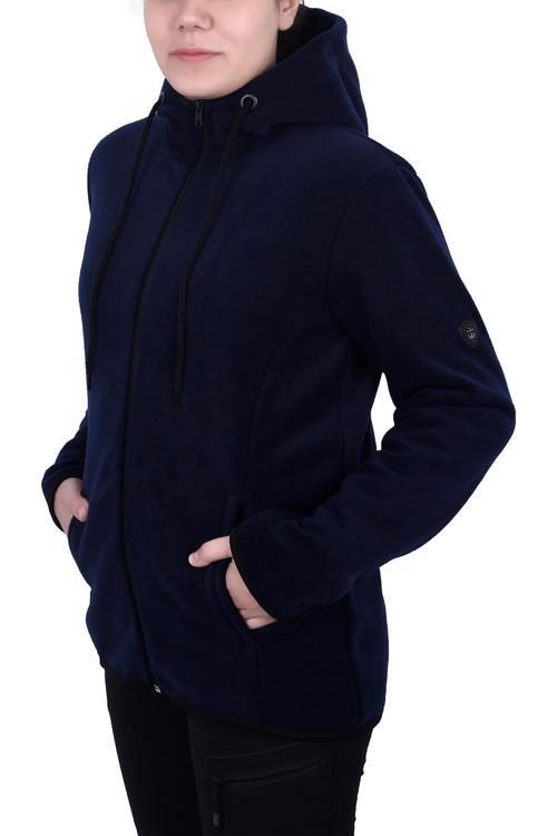 KADIN KAPŞONLU  FERMUARLI POLAR SWEATSHİRT