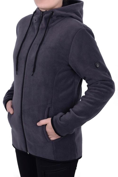 KADIN KAPŞONLU  FERMUARLI POLAR SWEATSHİRT