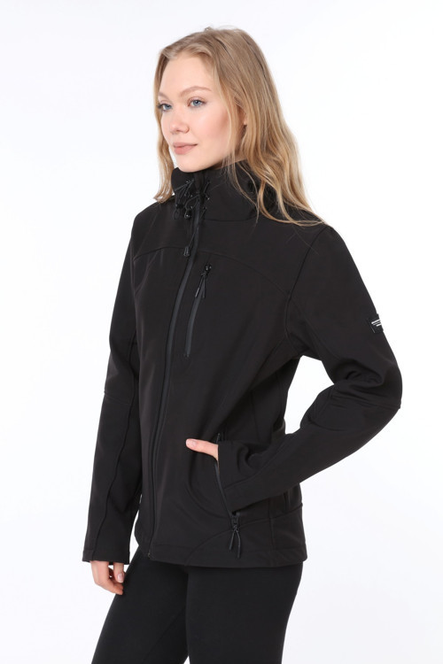 Kadın Su Rüzgar Geçirmez Softshell Mavi Spor Mont