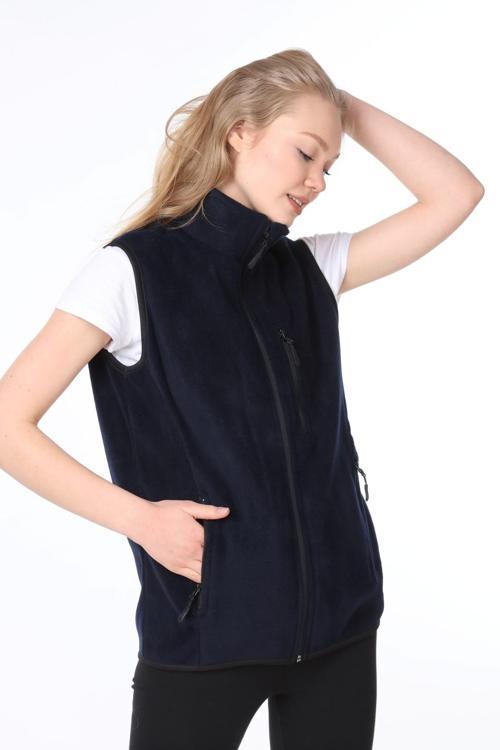 Kadın Polar Çok Cepli Trekking Lacivert Spor Yelek