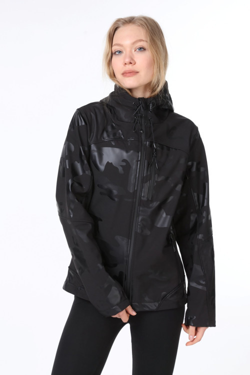 Kadın Su Rüzgar Geçirmez Softshell Mavi Spor Mont