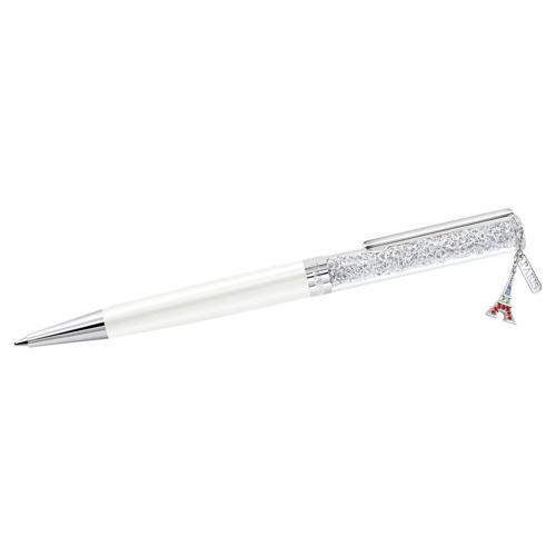 Kalem Crystalline ballpoint pen, Eiffel tower, White, Chrome plated