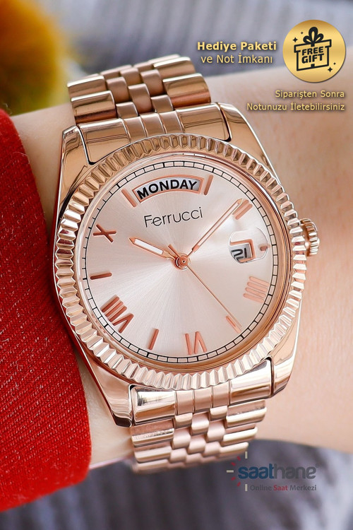 Bakır Rose Gold Takvimleri Aktif Kadın Kol Saati Fc.13024Tm.02