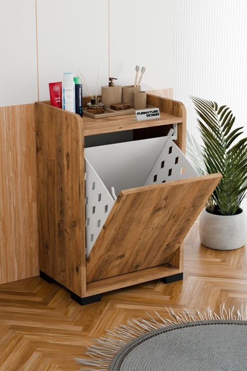 Solena Dekoratif Çamaşır Dolabı Düşer Kapak Çamaşırlık