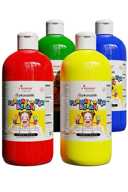 Ana Renkler Parmak Boyası 4'Lü Set 4X500Gr Yıkanabilir, Toksik İçermez, Çocuk Okul Kreş İçin