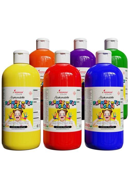 Ana Renkler Parmak Boyası 6'Lı Set 6X500Gr Yıkanabilir, Toksik İçermez, Çocuk Okul Kreş İçin