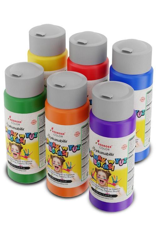 Ana Renkler Parmak Boyası 6'Lı Set 6X60Ml Yıkanabilir, Toksik İçermez, Çocuk Okul Kreş İçin