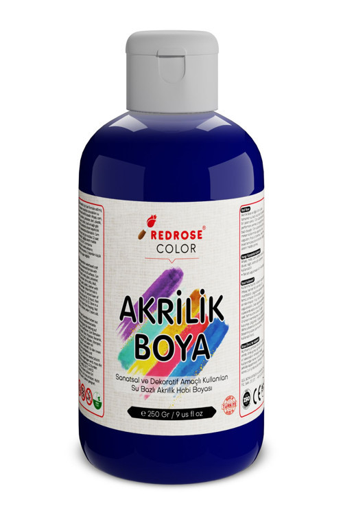 Lacivert Akrilik Boya 250Gr Sanatsal, Dekoratif, Hobi Amaçlı, Canlı Renkler