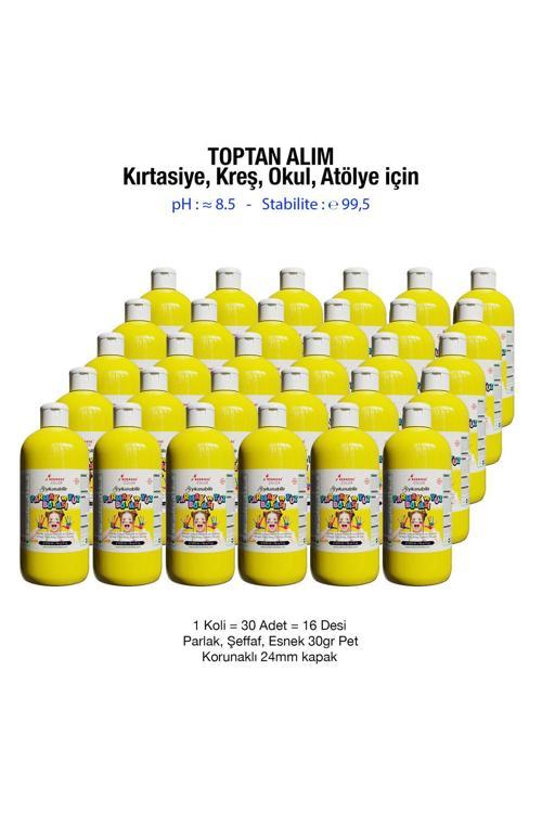 Sarı Parmak Ve Yüz Boyası Süper Yıkanabilir Özel Formül Kırtasiye Kreş Okul İçin 500Gr 30'Lu Koli
