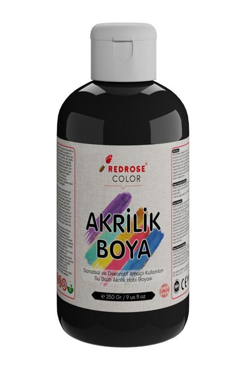 Siyah Akrilik Boya 250Gr Sanatsal, Dekoratif, Hobi Amaçlı, Canlı Renkler