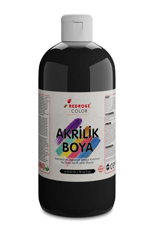 Siyah Akrilik Boya 500 Gr Sanatsal, Dekoratif, Hobi Amaçlı, Canlı Renkler