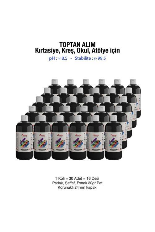 Siyah Akrilik Boya Kırtasiye, Kreş, Okul, Atölye İçin 500Gr 30'Lu Koli