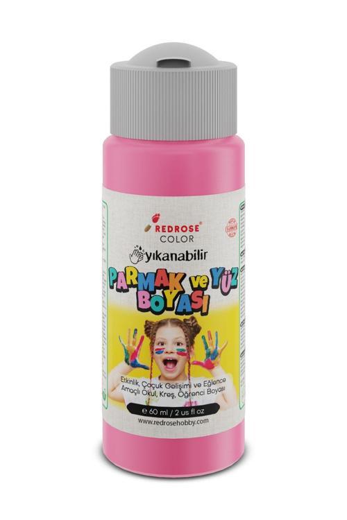 Pembe Parmak Boyası 60Ml Yıkanabilir, En-71 Sertifikalı, Toksik İçermez, Çocuk Okul Kreş İçin