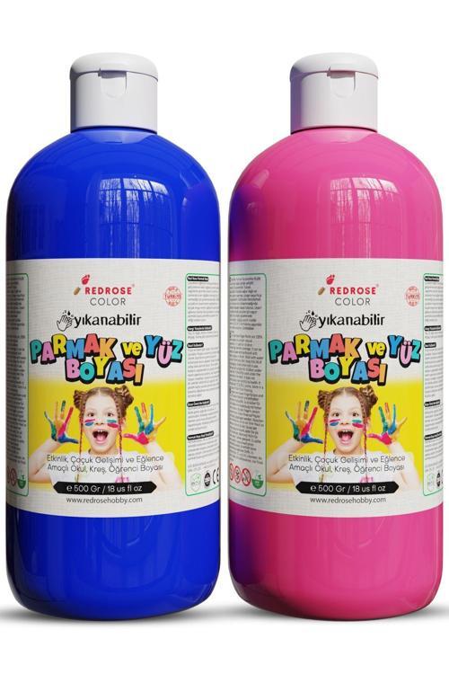 Pembe-Mavi Parmak Boyası 2'Li Set 2X500Gr Yıkanabilir, Cinsiyet Partisi Için Kullanılabilir
