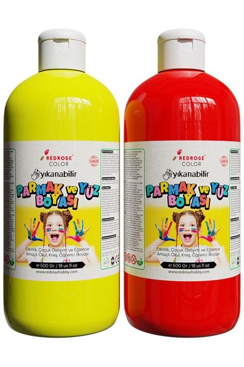 Sarı-Kırmızı Parmak Boyası 2'Li Set 2X500Gr Yıkanabilir, Toksik İçermez, Çocuk Okul Kreş İçin
