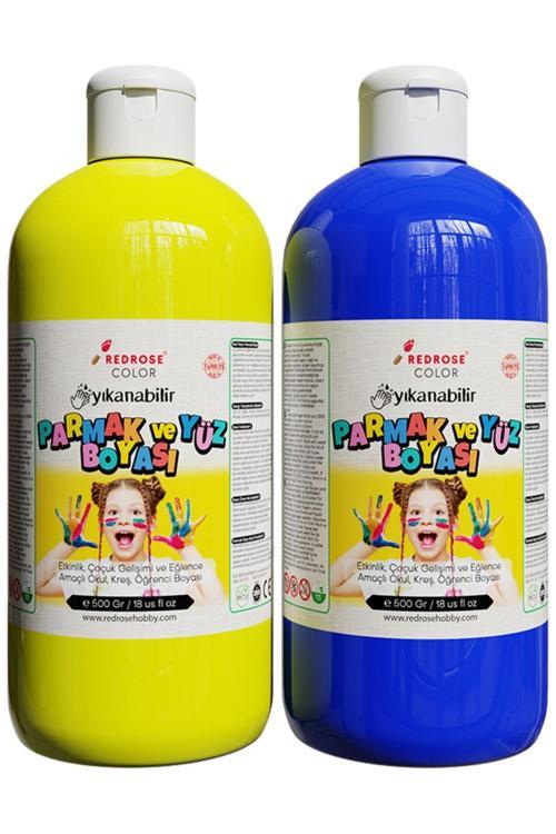 Sarı-Mavi Parmak Boyası 2'Li Set 2X500Gr Yıkanabilir, Toksik İçermez, Çocuk Okul Kreş İçin