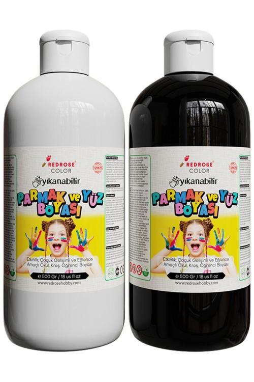Siyah-Beyaz Parmak Boyası 2'Li Set 2X500Gr Yıkanabilir, Toksik İçermez, Çocuk Okul Kreş İçin