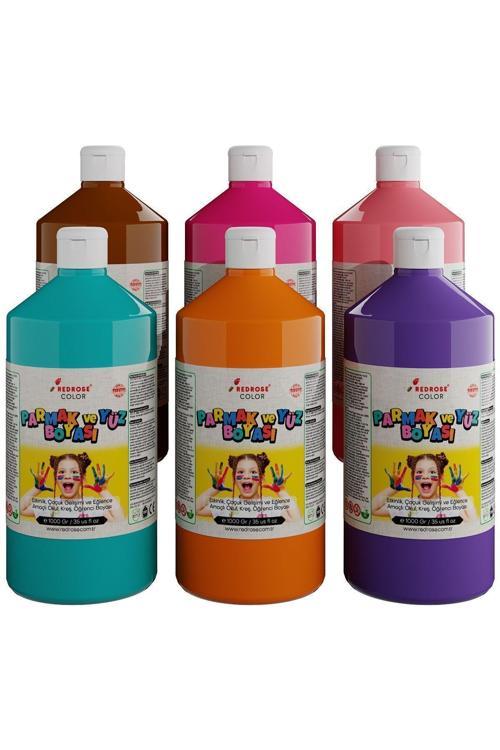 Tamamlayıcı Renkler Parmak Boyası 6'Lı Set 6X1000Gr, Yıkanabilir Toksik İçermez Çocuk Okul Kreş İçin