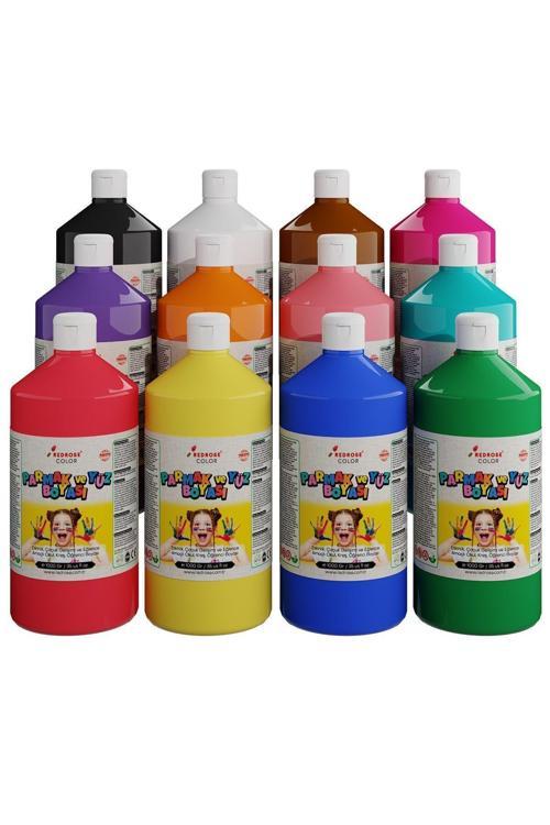 Tüm Renkler Parmak Boyası 12'Li Set 12X1000Gr, Yıkanabilir, Toksik İçermez, Çocuk Okul Kreş İçin