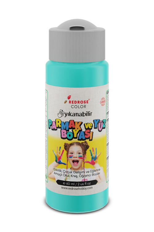 Turkuaz Parmak Boyası 60Ml Yıkanabilir, En-71 Sertifikalı, Toksik İçermez, Çocuk Okul Kreş İçin