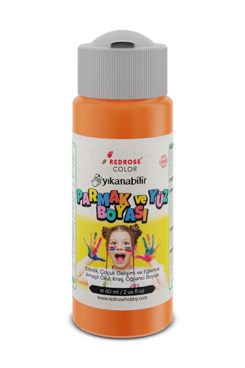 Turuncu Parmak Boyası 60Ml Yıkanabilir, En-71 Sertifikalı, Toksik İçermez, Çocuk Okul Kreş İçin