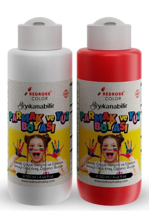 Kırmızı-Beyaz Fanatik Taraftar Türkiye Yüz Boyası 2'Li Set 2X120Ml Yıkanabilir, Toksik I?Çermez