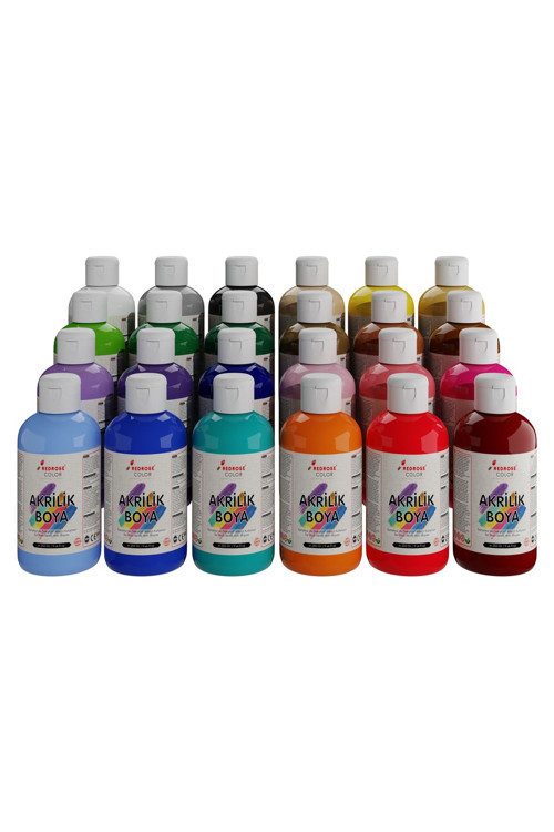 Akrilik Boya Seti 24 Renk 24X250Gr, Dekoratif Hobi Amaçlı Sanatsal Canlı Renkler