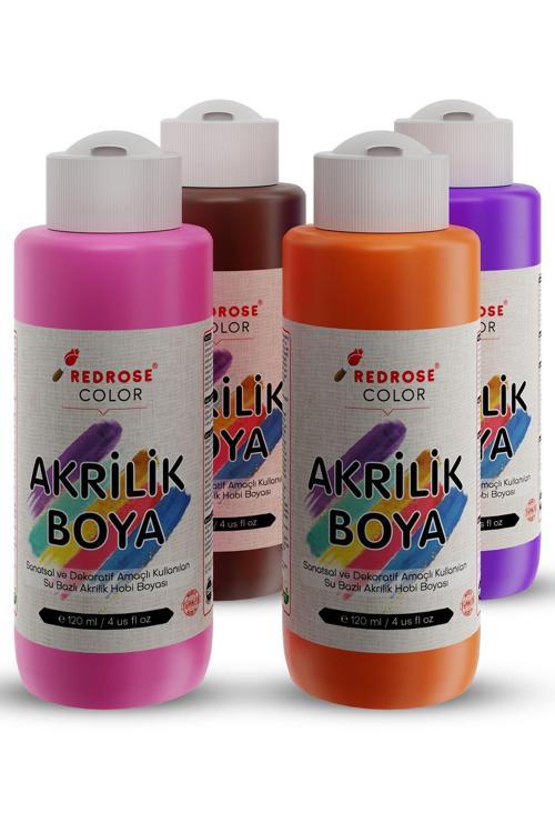 Ara Renkler Akrilik Boya 4'Lü Set 4X120 Ml Dekoratif, Hobi Amaçlı, Sanatsal, Canlı Renkler