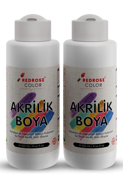 Beyaz Akrilik Boya Seti, 2'Li Set 2X120Ml Dekoratif Hobi Amaçlı Sanatsal Canlı Renkler