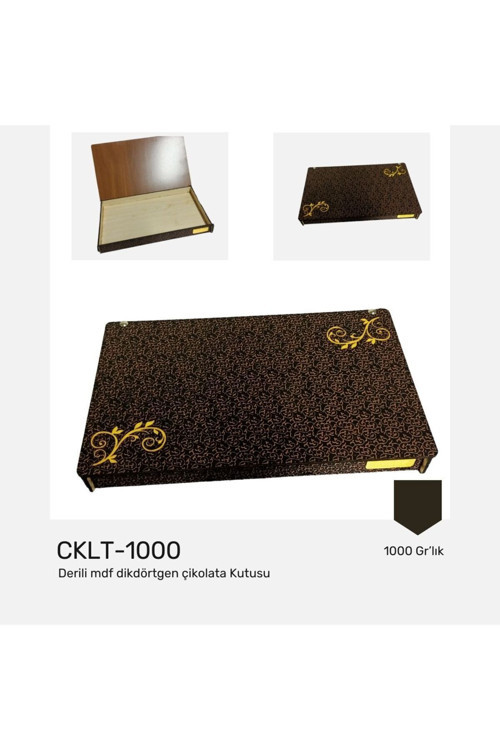 Çiftyüz, Mdf , Derili Ahşap Çikolata Kutusu (1000Gr'Lık)