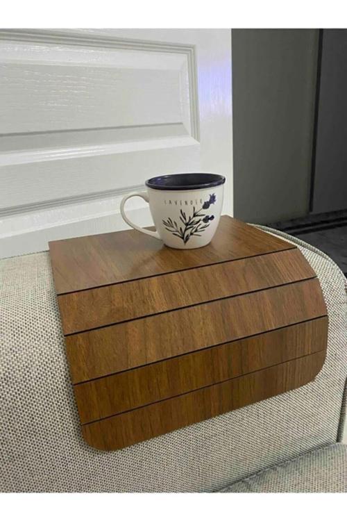 Koltuk Kenarı Ahşap Katlanabilir Yan Sehpa Amerikan Servisi Kanepe Kenarı-Koltuk Tepsisi- 40 X 20 Cm