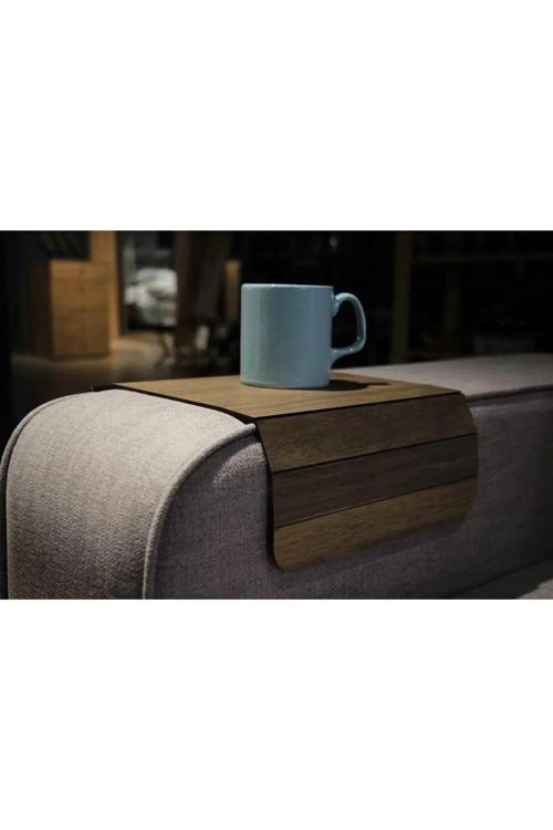 Koltuk Kenarı Ahşap Katlanabilir Yan Sehpa Amerikan Servisi Kanepe Kenarı-Koltuk Tepsisi- 40 X 20 Cm