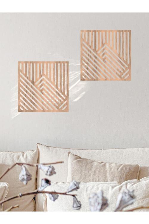Minimalist Geometrik 2'Li Set Ahşap Duvar Dekoru