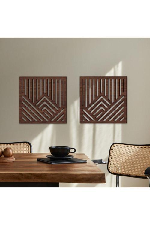 Minimalist Geometrik 2'Li Set Ahşap Duvar Dekoru