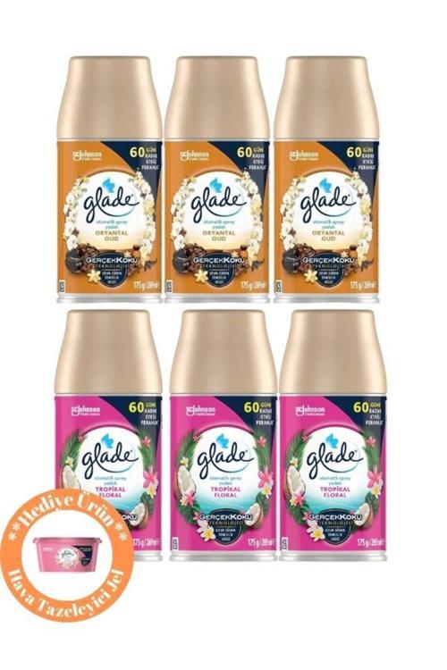 Oda Kokusu, Otomatik Sprey Yedek, 6'Llı Promosyon Paketi, 3X Oryantal Oud -3X Tropikal Floral