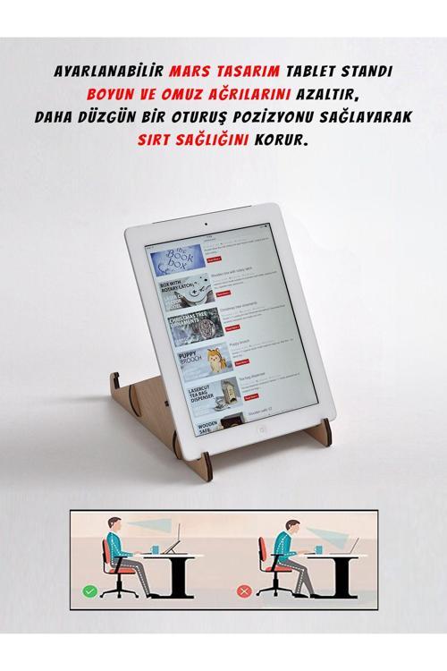 Tablet Standı, Ayarlanabilir, Havalandırmalı, Çoklu Açılı  Ahşap Stand