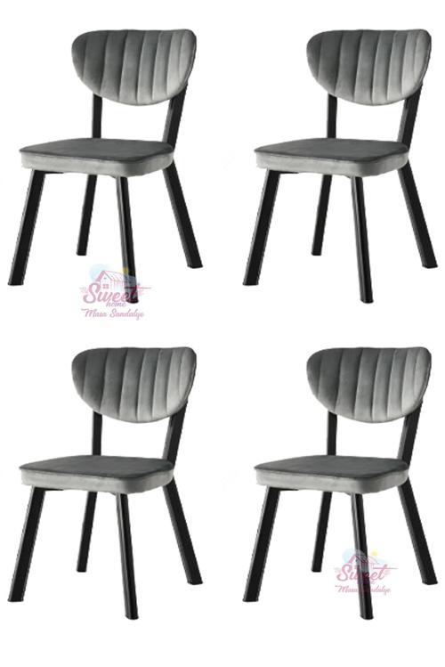 Esinti Metal Sandalye Renkli Ayak 4 Lü Set Cafe,Restaurant,Mutfak,Salon,Yemek Odası Sandalyesi 
