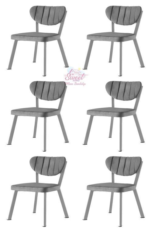 Esinti Metal Sandalye Renkli Ayak 6 Lı Set Cafe,Restaurant,Mutfak,Salon,Yemek Odası Sandalyesi 