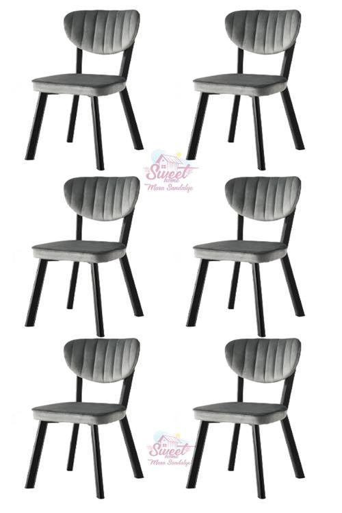 Esinti Metal Sandalye Renkli Ayak 6 Lı Set Cafe,Restaurant,Mutfak,Salon,Yemek Odası Sandalyesi 