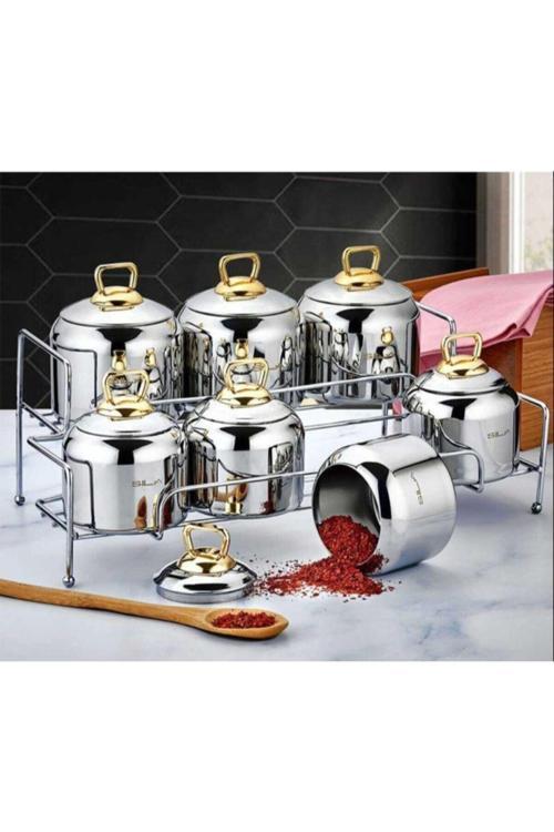Berfin Gold 15 Parça Çelik Kapak Gold Standlı Baharat Takımı