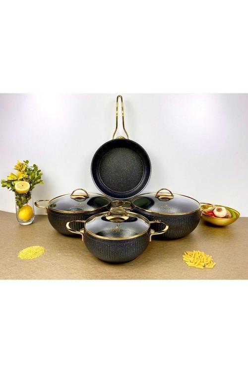 Istiridye Gold 7 Parça Granit Tencere Seti